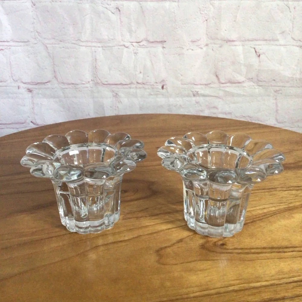 Vintage Borgonovo Queen Clear Glass Candle Holders